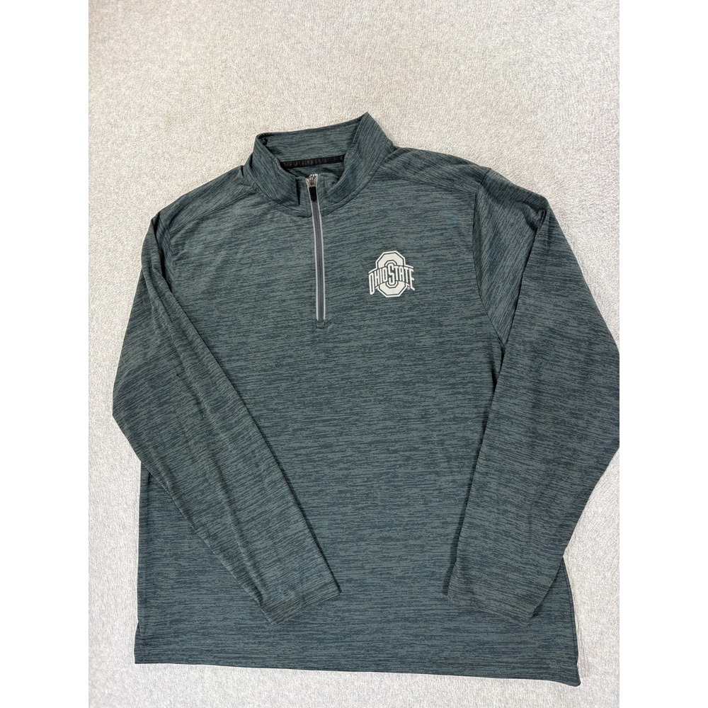 Ohio State Buckeyes Screened Logo Campus 1/4 Zip‎ Pullover (Men's XL) Gray